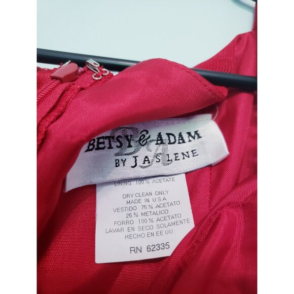 Betsy & Adam Womens 14 Formal Long Dress Red Gold Accent Sparkly Party FLAW - Picture 5 of 9